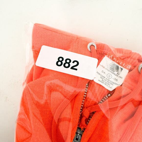 Vintage Ace Sportswear Neon Orange Thermal Lined Full Zip Hoodie - Mens 34/36 S - Picture 11 of 11